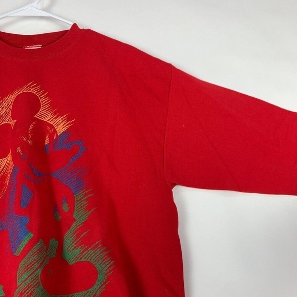 Vintage 90s Disney Designs Mickey Silhouette Red Sweatshirt L XL - Picture 5 of 8